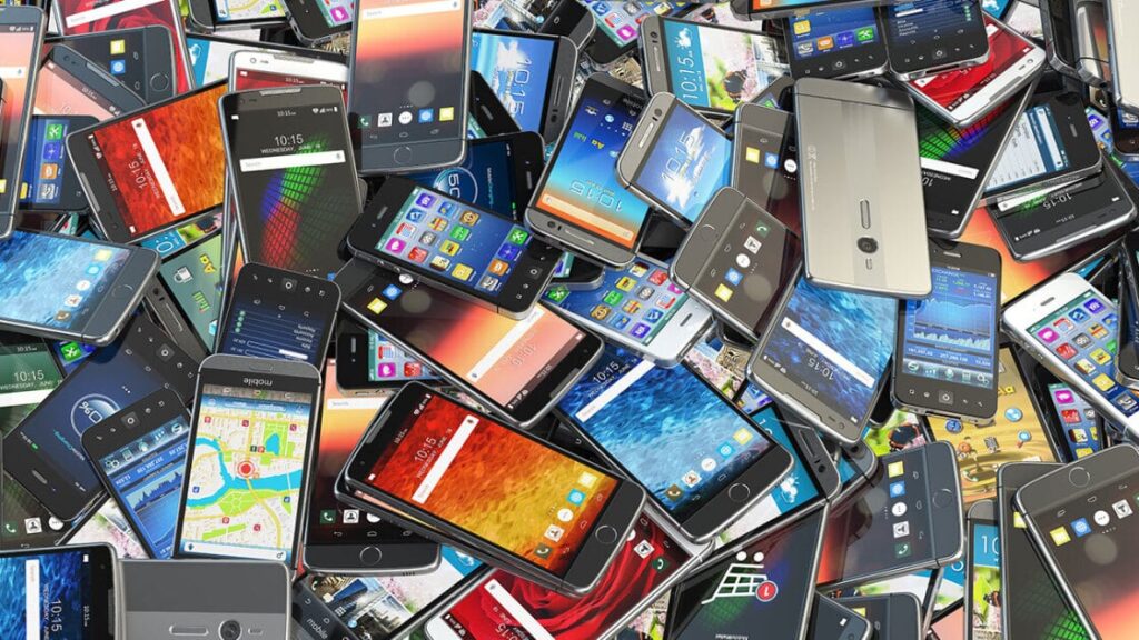 A vibrant collection of old smartphones, emphasizing their diverse creative uses in 2025.